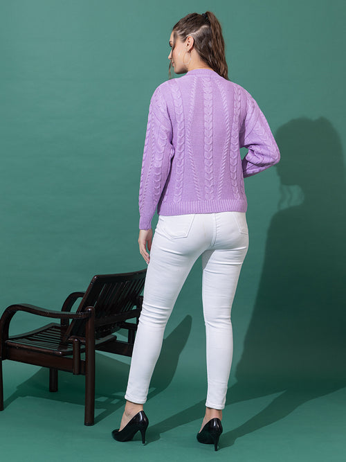 WOMEN KNITTED ROUND NECK DESIGNER SWEATER
