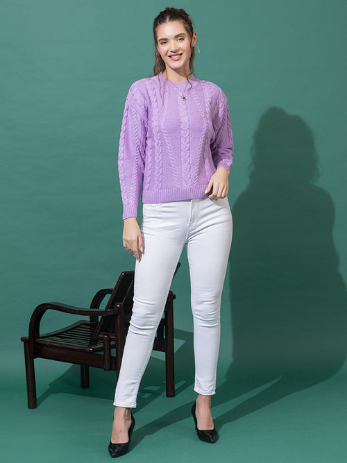 WOMEN KNITTED ROUND NECK DESIGNER SWEATER