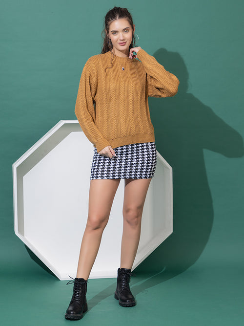 WOMEN ROUND NECK KNITTED BAGGY KOREAN  STYLE SWEATER