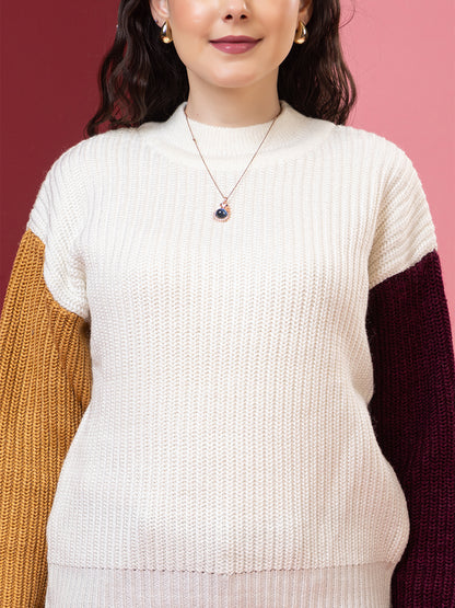 Womens Round Neck Pure Wool Winter Wear Pullover Sweater